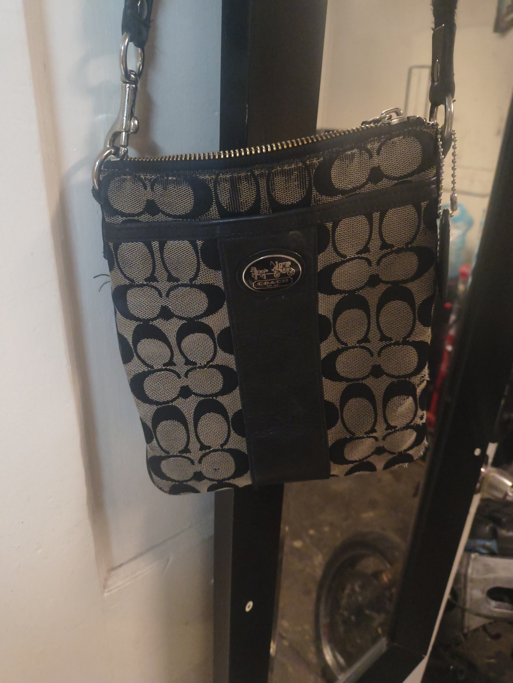 Coach Black and Beige Signature Crossbody